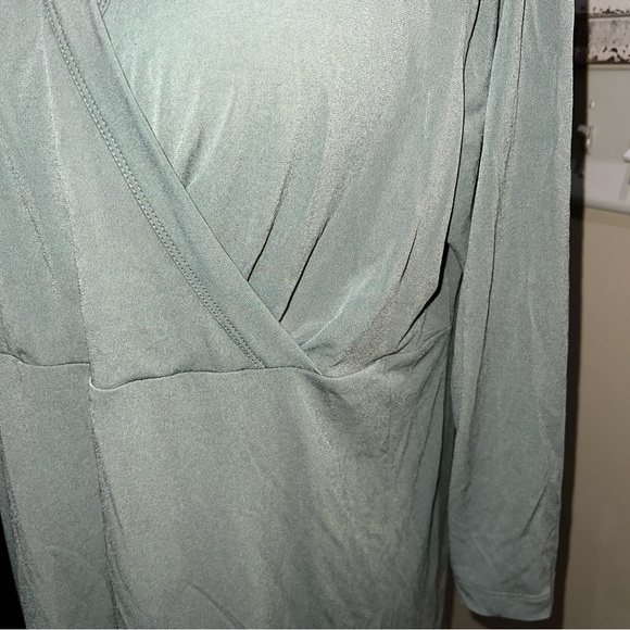 Christopher & Banks Blouse Womens Size Large 3/4 Sleeve Green Polyester Elastine - Picture 4 of 10